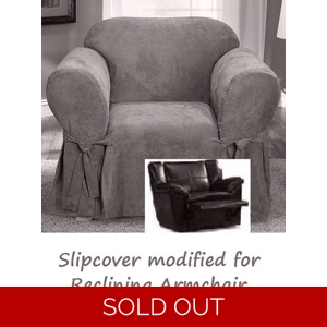 Reclining CHAIR Slipcover Suede Grey Sure Fit Armchair Gray Cover